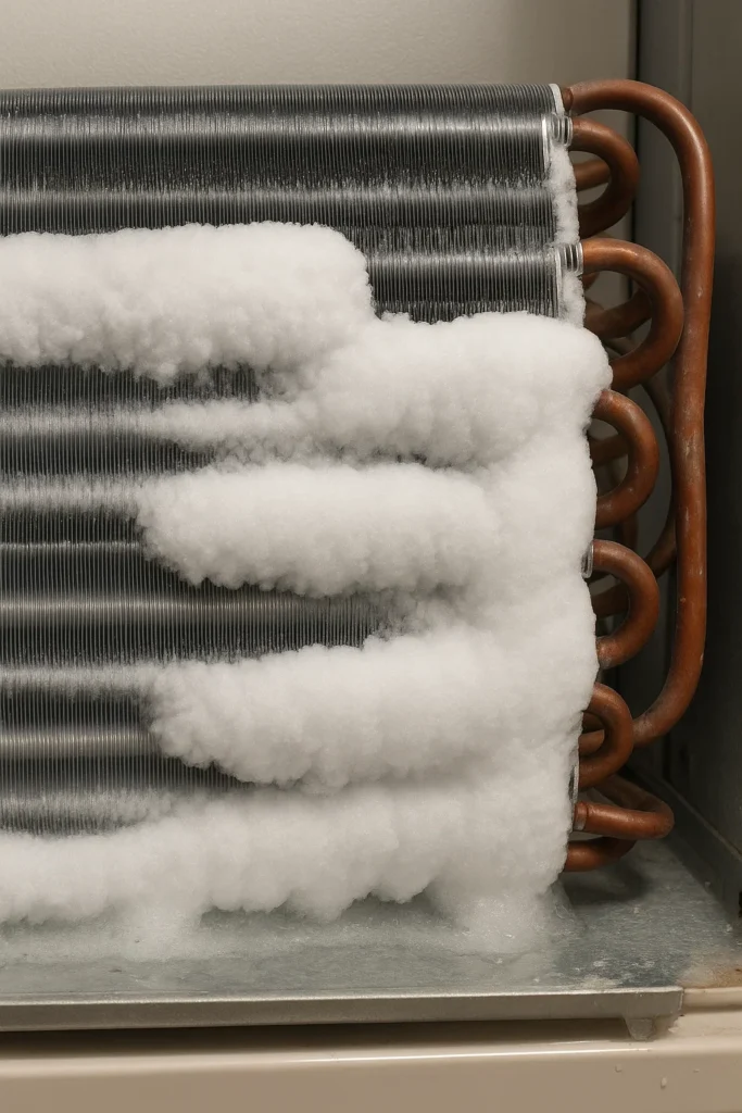 pic showing frost build up on dirty ac coils