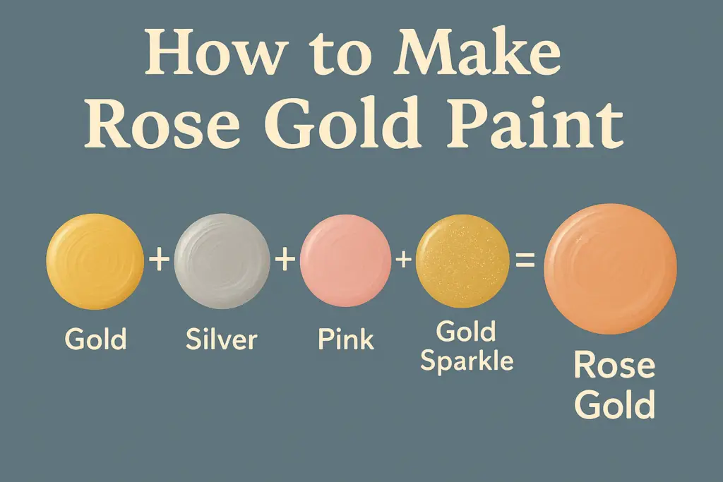 Infographic showing gold + silver + pink + gold sparkle equals rose gold