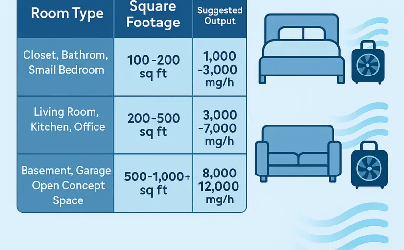 Ozone Generator Sizing Guide: What Size You Need for Smoke, Mold, Pets, or Skunk