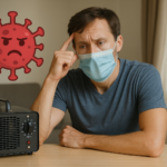 Picture of a man contemplating a ozone machine for viruses