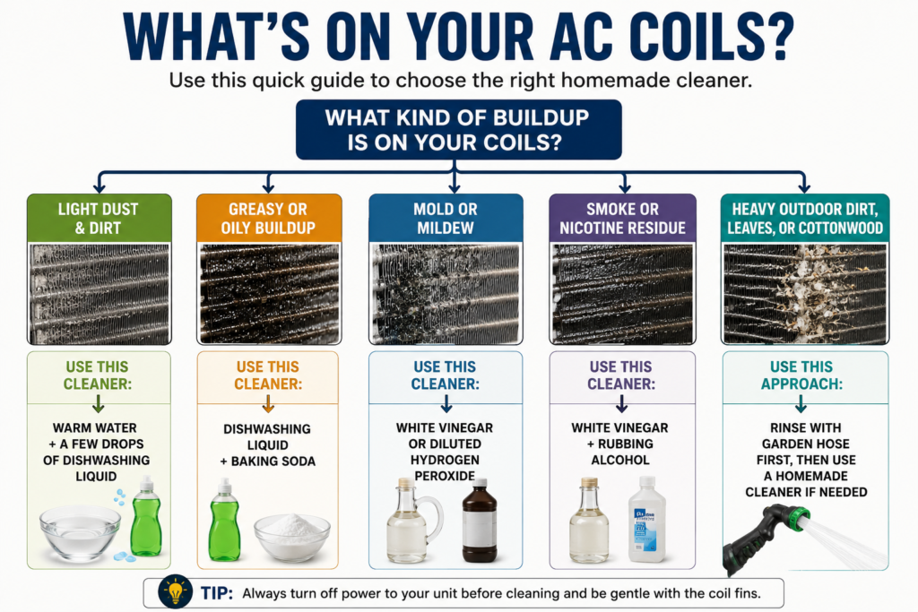 Decision guide for choosing the right homemade AC coil cleaner based on coil buildup