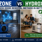 Side-by-side comparison of ozone and hydroxyl generators for smoke, mold, pet odors, and water damage odor removal
